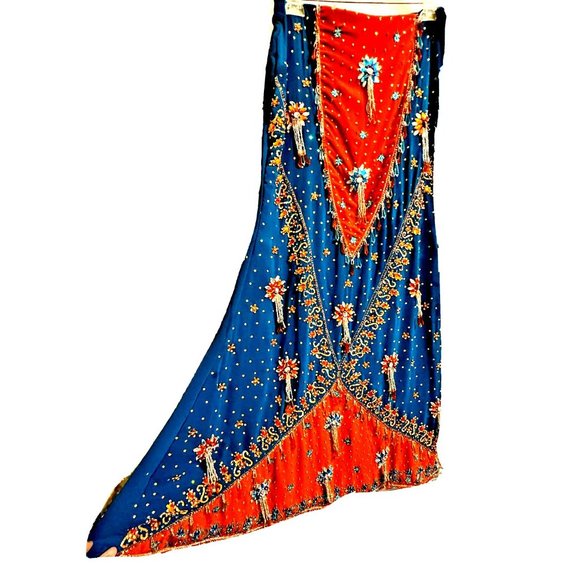 Sequin Jeweled Rhinestone Evening Festival Party Ethnic Skirt - Size L